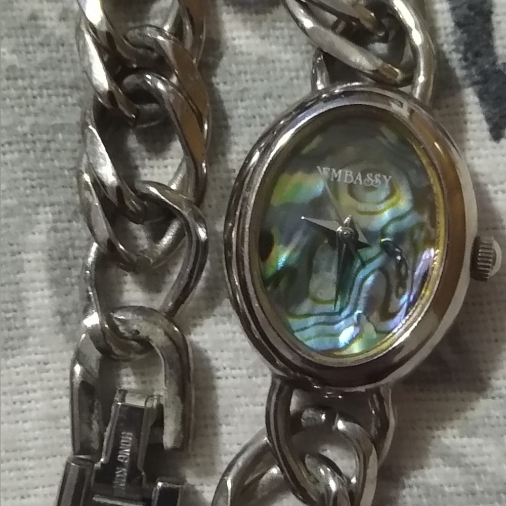Embassy Abalone Face Watch Silver Clasp Band